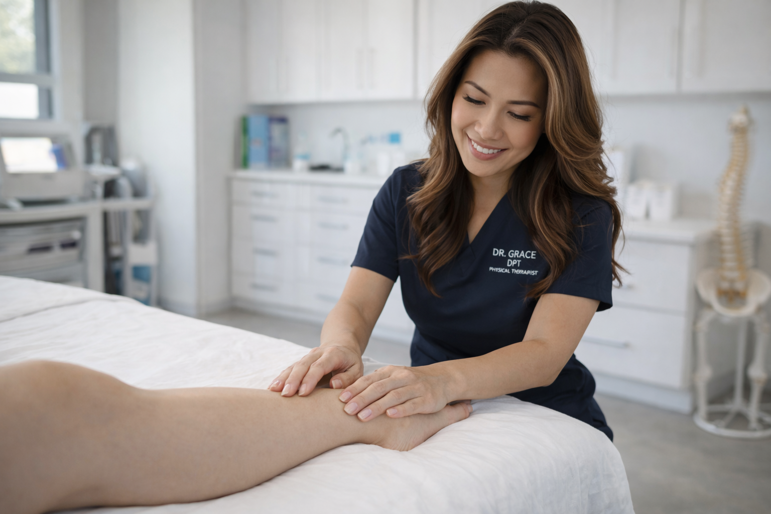 Clinical Vodder method manual lymphatic drainage session showing gentle pressure technique for MCAS and lymphedema patients in Ashburn Virginia