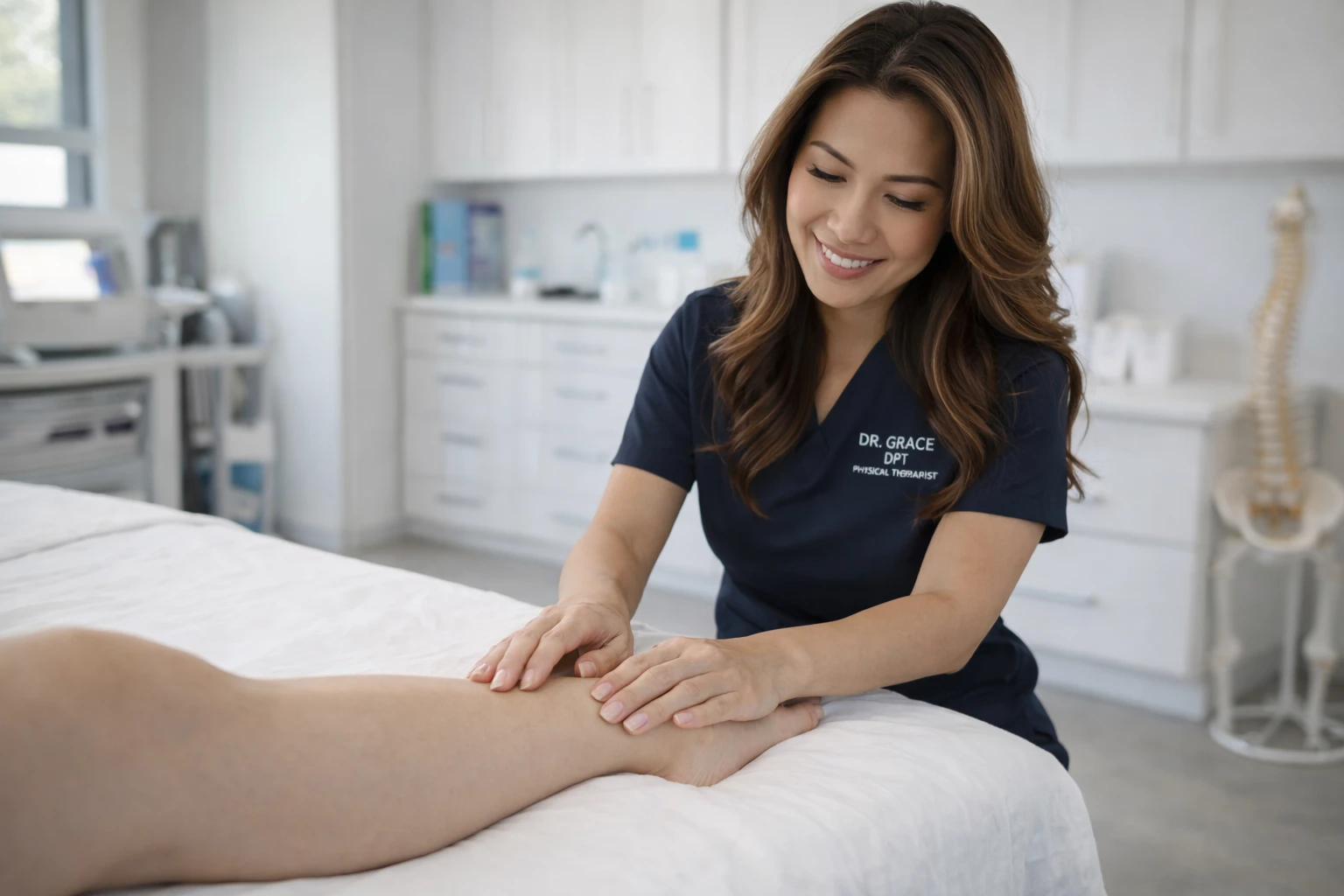 Clinical Vodder method manual lymphatic drainage session showing gentle pressure technique for MCAS and lymphedema patients in Ashburn Virginia