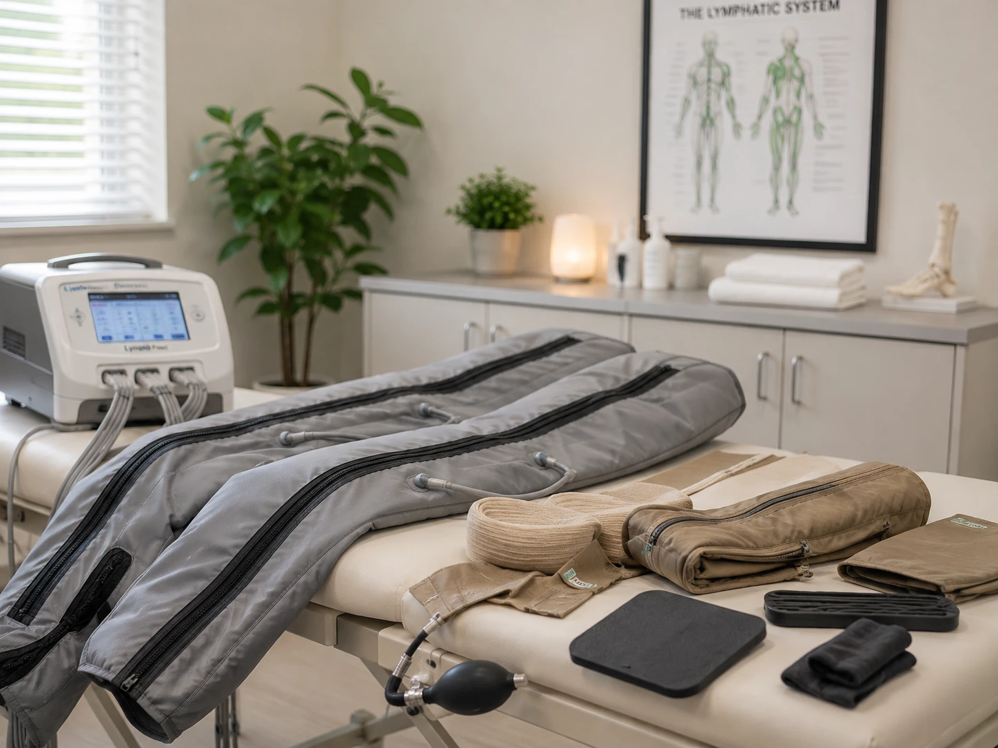 Compression pump sleeve and lymphatic care tools at Level Up Rehabilitation Services Leesburg VA
